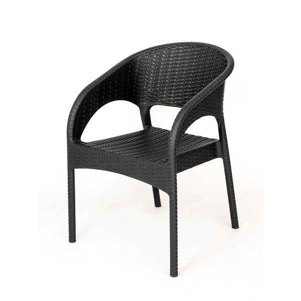 Кресло пластиковое ELLASTIK-PLAST Rattan Ola dom 580x620x805мм, антрацит