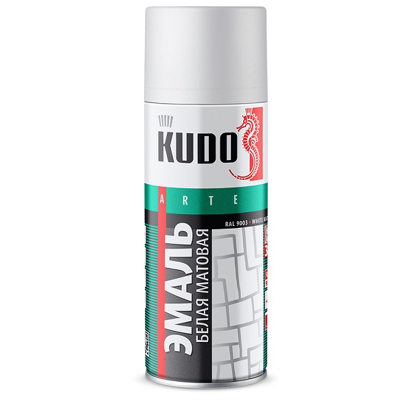 Грунт-эмаль аэрозольная для пластика KUDO Kraft RAL-6003 белая, 520мл