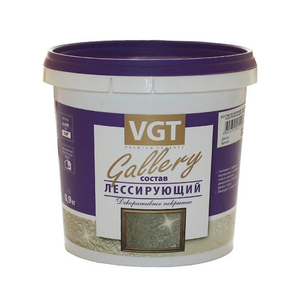 Лессирующий состав VGT Gallery серебристо-белый, 0,9 кг
