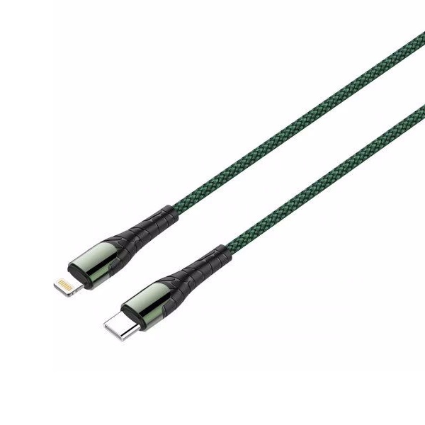 Кабель USB-C на Lightning LDNIO LC111, 20W, нейлоновая оплетка, зеленый, 1м