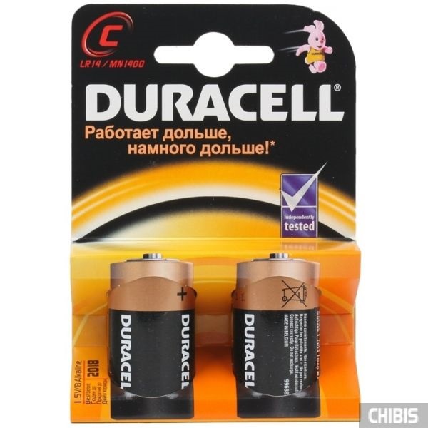 Батарейка DURACELL  C LR14/MN1400 1.5V, 2шт.  щелочная
