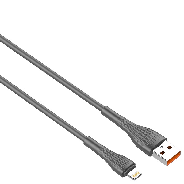 Кабель USB-A на Lightning, LDNIO LS672, 30W, силиконовая оплетка, серый/черный, 2м