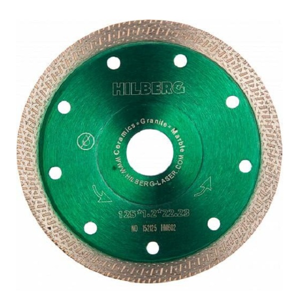 Алмазный диск HILBERG 125*1.2*22,23 сплошной, ультратонкий, сухой рез