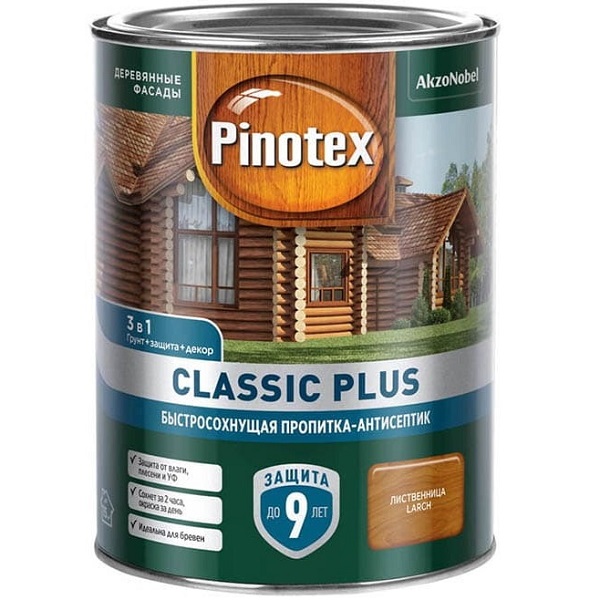 Пропитка для древесины Pinotex CLASSIC PLUS Листвинница 0,9л