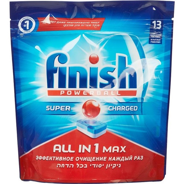 FINISH POWERBALL ALL IN 1 MAX таблетки для мытья посуды в посудомоечных машинах, 13шт.