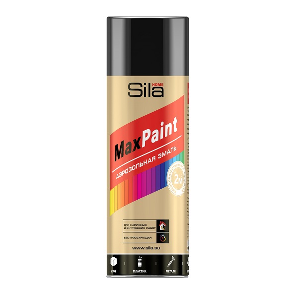 Краска аэрозольная SILA HOME Max Paint RAL-9005 черный глянец, 520 мл
