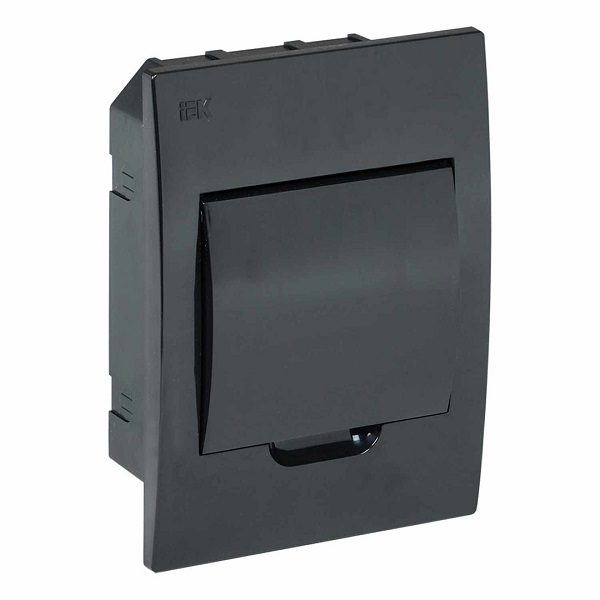 Бокс пластиковый IEK  для автомата встраиваемый на  6 модулей, черный, прозрачная дверца