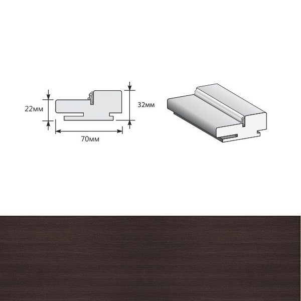 EL PORTA Дверная коробка телескопическая Wenge Veralinga 70х2070х32 мм