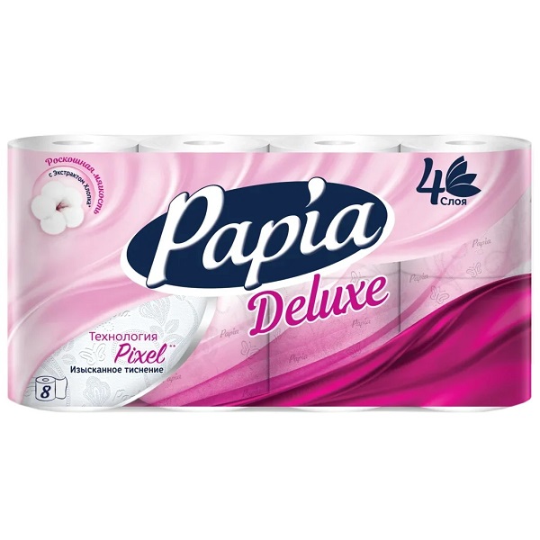 Туалетная бумага PAPIA Deluxe 4 сл./ 8 шт.