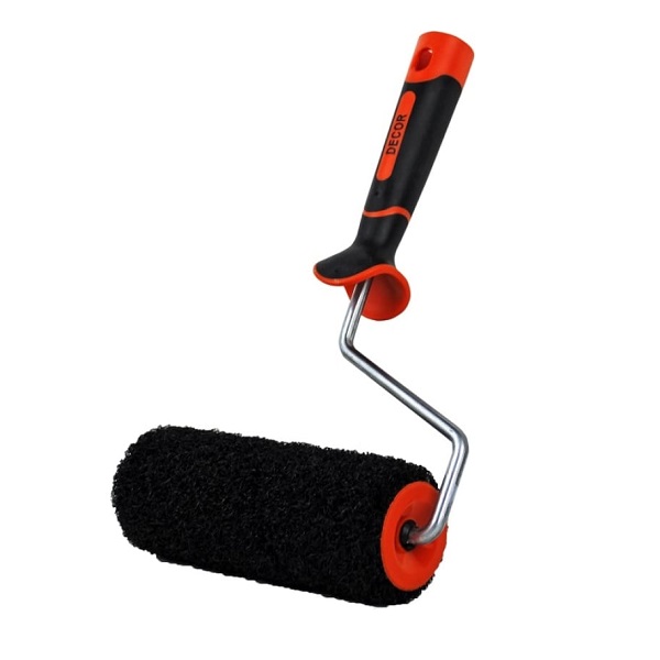 Валик для нанесения шпаклевки DECOR синтетический, в сборе, ворс 10мм, бюгель 8мм, 50х100мм