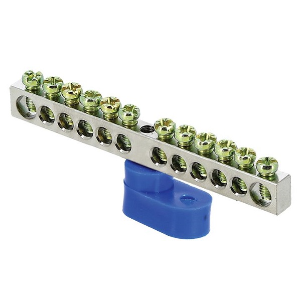 Шина нулевая EKF PROxima 6х9 мм, 12 отверстий цинк, с угловым изолятором