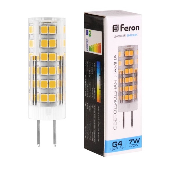 Лампа светодиодная Feron G4 230V  7Вт 6400K LB-433