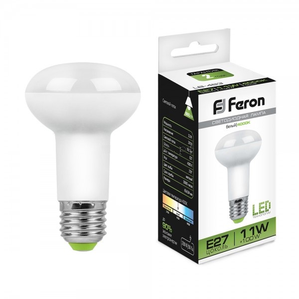 Лампа светодиодная R63 Feron Е27, LED11Вт, 880лм, 4000K белый свет, LB-463
