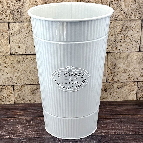 Вазон металлический СА Flowers & Garden, d25 см, h40 см, белый