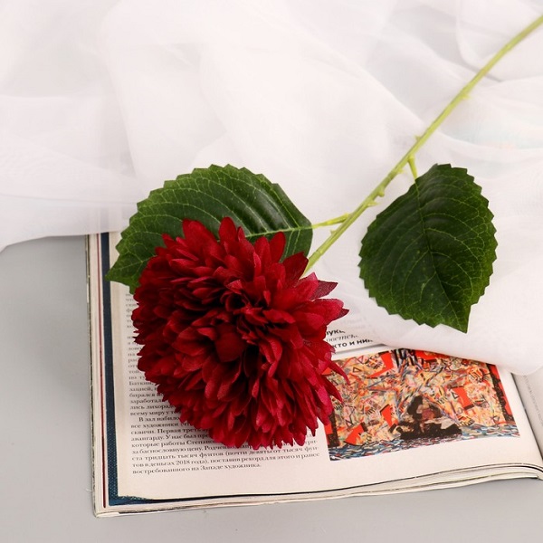 Цветок искусственный Георгин кактусовый 12х55см