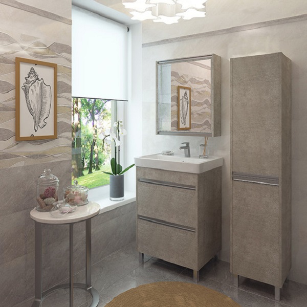 EVA GOLD WHITE STONE 60 /белый камень/зеркало-шкаф