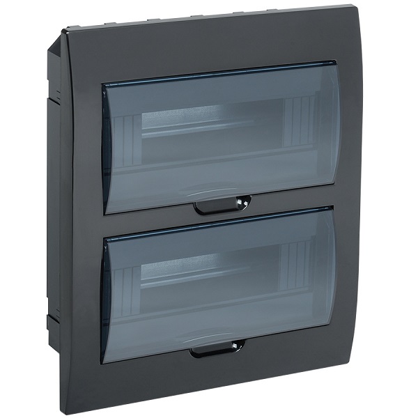 Бокс пластиковый IEK  для автомата встраиваемый на 24 модулей, черный, прозрачная дверца
