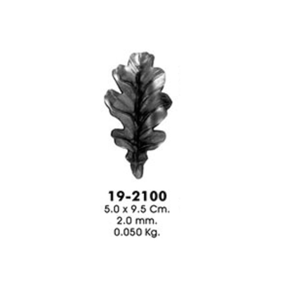 Штампованный элемент 19-2100  лист дуба малый (5,0х9,5см, 2,0мм, 0,50кг)