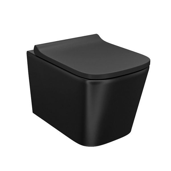 Унитаз подвесной безободковый IDDIS Bild горизонтальный слив, черный, сиденье дюропласт МИКРОЛИФТ