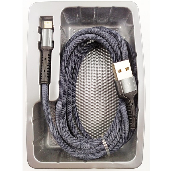 Кабель USB-A на Lightning, LDNIO LS64, 2,4А, нейлоновая оплетка, серый, 2м