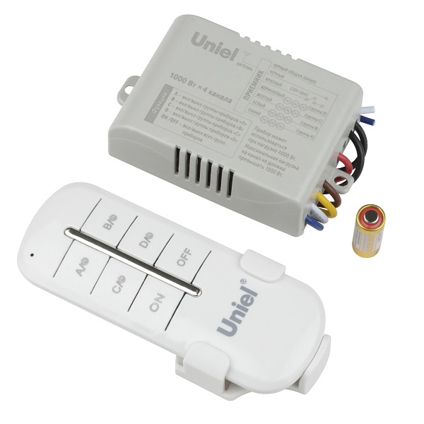 Дистанционный выключатель UNIEL UCH-P005-G4, 4х1000Вт, 30м