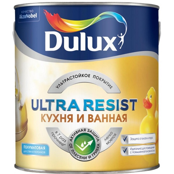 Краска Dulux Ultra Resist Кухня и ванная матовая, ВС 2,25л