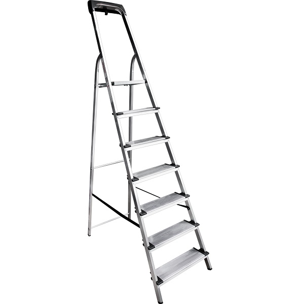 НОВАЯ ВЫСОТА 1118107 Стремянка алюминиевая с лотком-органайзером 1х7, 223 см, 6,6кг