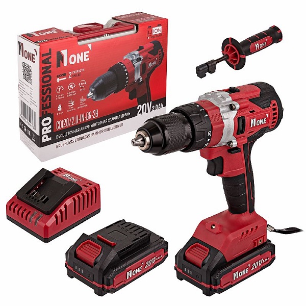 Дрель аккумуляторная ударная NUMBER ONE CDI 20/2.0-IN-BR-2B, 20В, 450/1750об/мин, 2х2Ач Li-lon, кейс