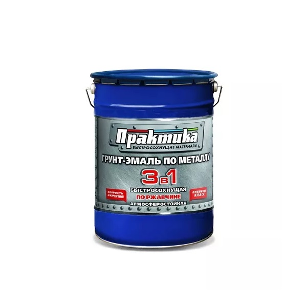 Грунт- эмаль по металлу ПРАКТИКА 3 в 1 серая, 25 кг