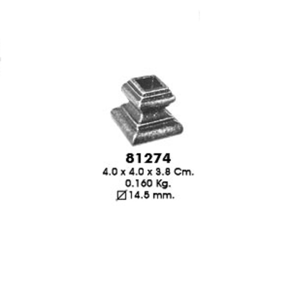 Поковка для стоек 81274  отв. 14х14мм (4,0х4,0х3,8см, d-14,5мм, 0,160кг)