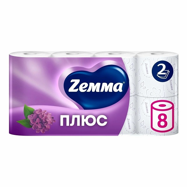Туалетная бумага ZEMMA Плюс 2 сл./ 8 шт.