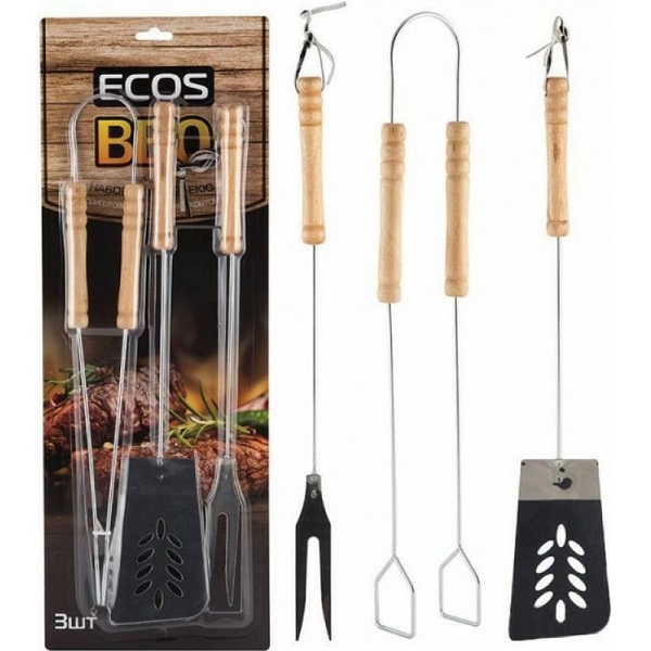 Набор для барбекю ECOS BBQ с деревянной ручкой, 3 предмета
