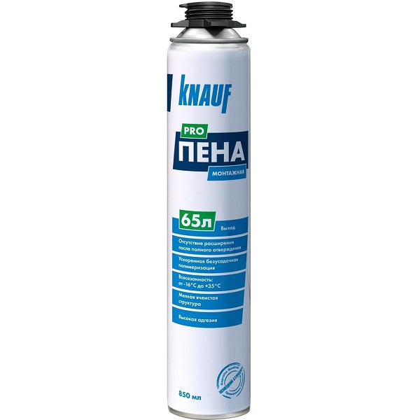 Пена монтажная под пистолет KNAUF Pro всесезонная, 850 мл/65 л