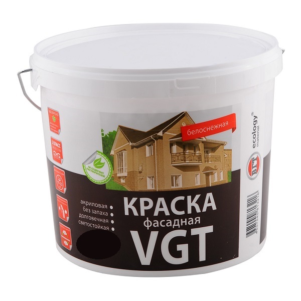 Краска VGT фасадная, водно-дисперсионная,  3 кг