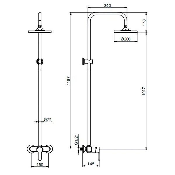 Стойка душевая LEDEME L2409-1 с тропическим душем