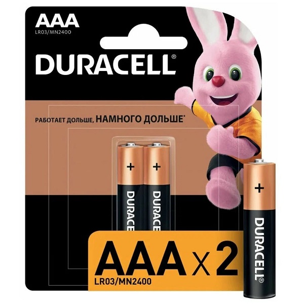 Батарейка DURACELL AAA LR03/MN2400 2шт. щелочная