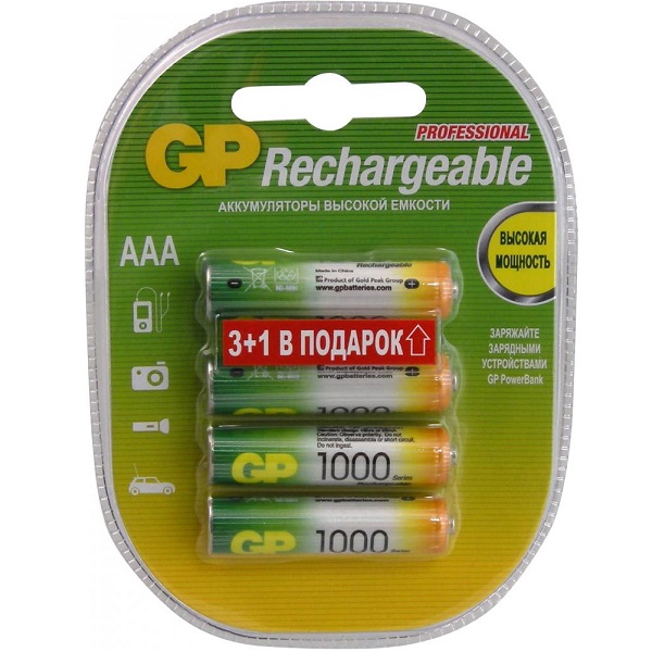 Батарейка аккумуляторная AAA GP 1000 mAh 2 шт.