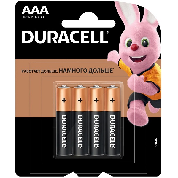 Батарейка DURACELL AAA LR03/MN2400 4шт. щелочная
