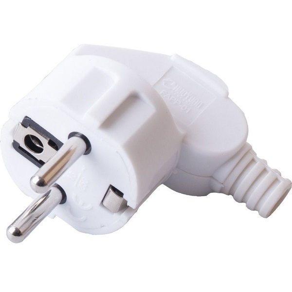 STEKKER Вилка штепсельная с заземлением 16А угловая, белая
