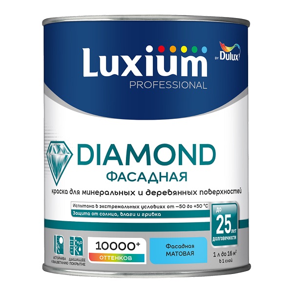 Краска LUXIUM Professional Diamond Фасадная BC 0,9л для колеровки