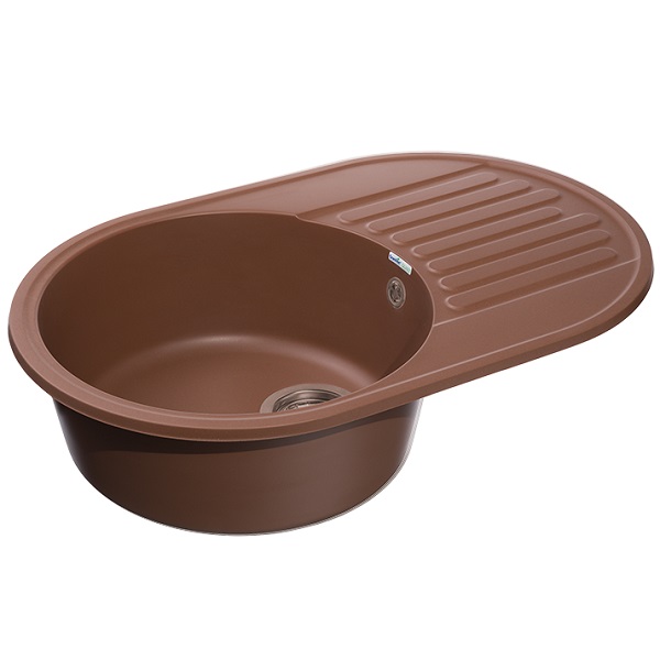 Мойка композитная врезная круглая GRANFEST Quarz 740х480 мм, с крылом, терракот