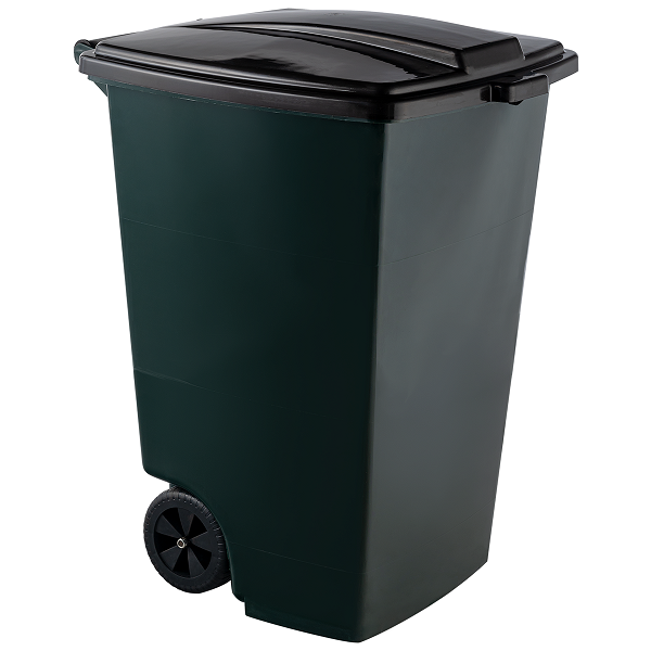 Мусорный контейнер  120л с крышкой на колесах ELLASTIK-PLAST, темно-зеленый