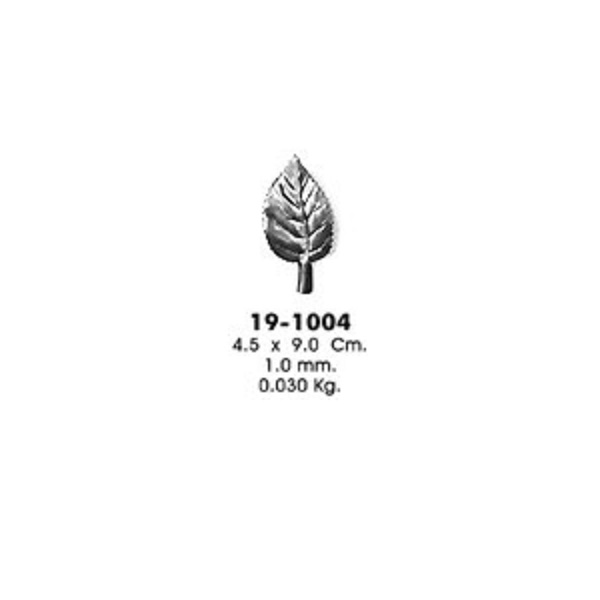 Штампованный элемент 19-1004 лист розы (4,5х9,0см, 1,0мм, 0,030кг)