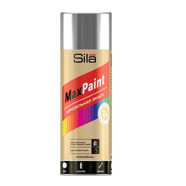 Краска аэрозольная SILA HOME Max Paint RAL-007 серебряный металлик, 520 мл