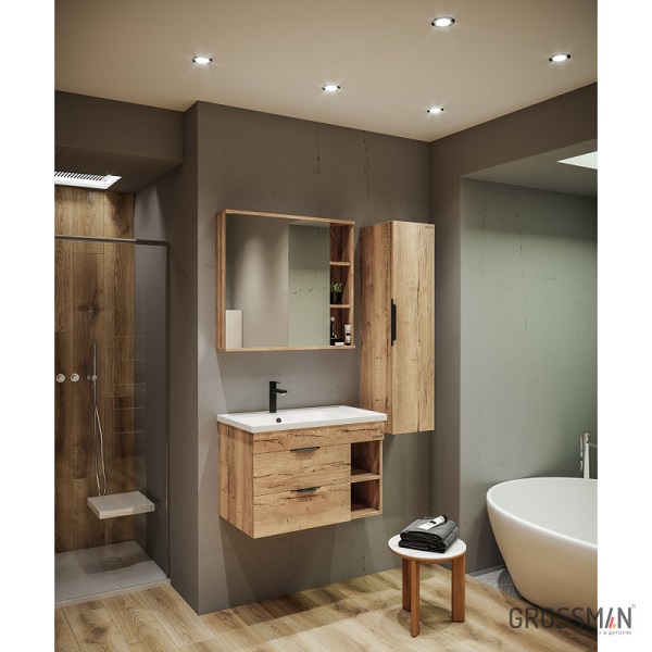 GROSSMAN ФОРТА 80 /дуб галифакс/ зеркало-шкаф, универсальное