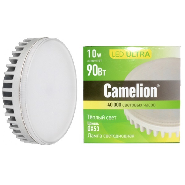 Лампа светодиодная Camelion GX53, LED10Вт, 810лм, 3000K теплый свет