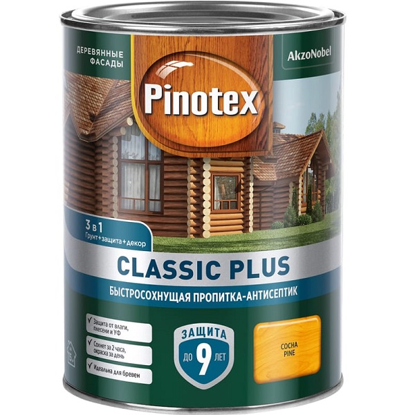Пропитка для древесины Pinotex CLASSIC PLUS Сосна 0,9л