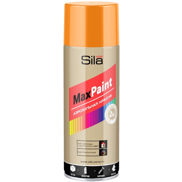 Краска аэрозольная флуоресцентная SILA HOME Max Paint RAL-2004 оранжевый, 520 мл