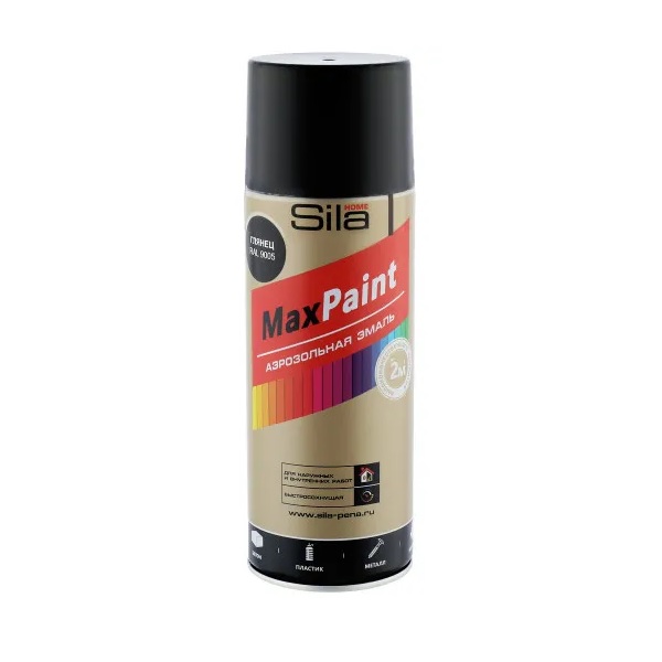 Краска аэрозольная SILA HOME Max Paint RAL-9005 черный матовый, 520 мл
