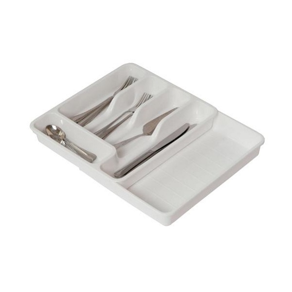 Лоток для столовых приборов 51/33х29,5х6 см VIOLET, раздвижной, белый